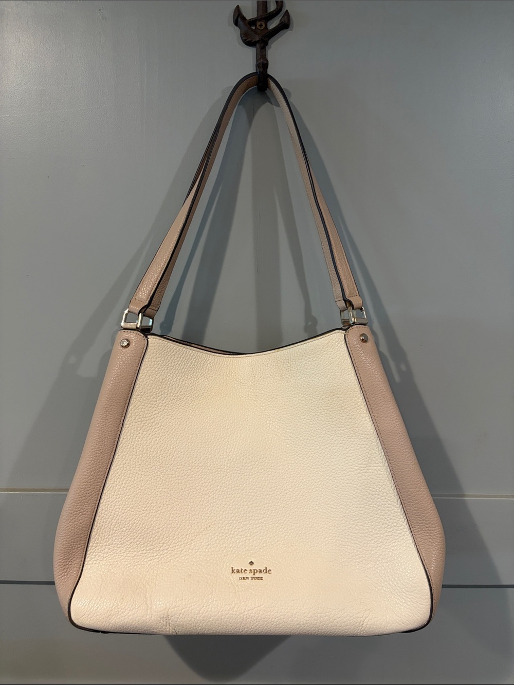 kate spade Two-Tone Cream and Taupe Leather Shoulder Bag